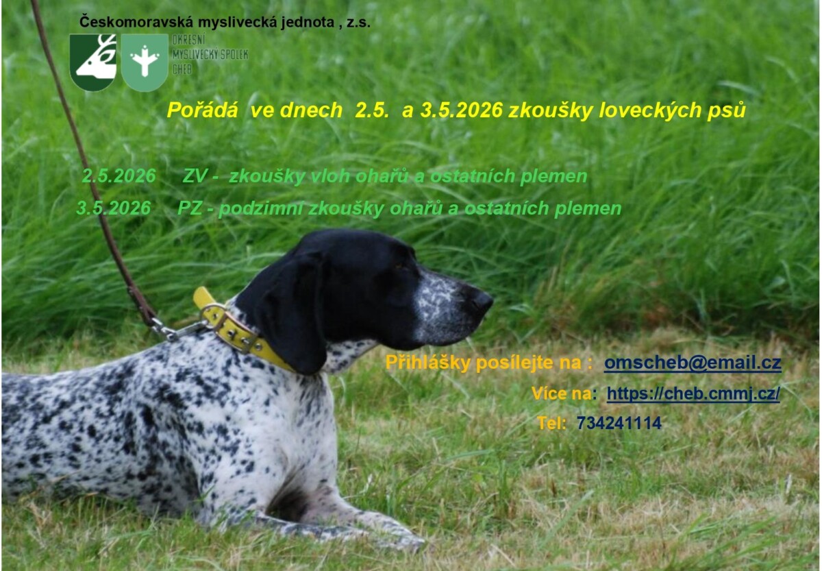 Pozvánka na zkoušky loveckých psů